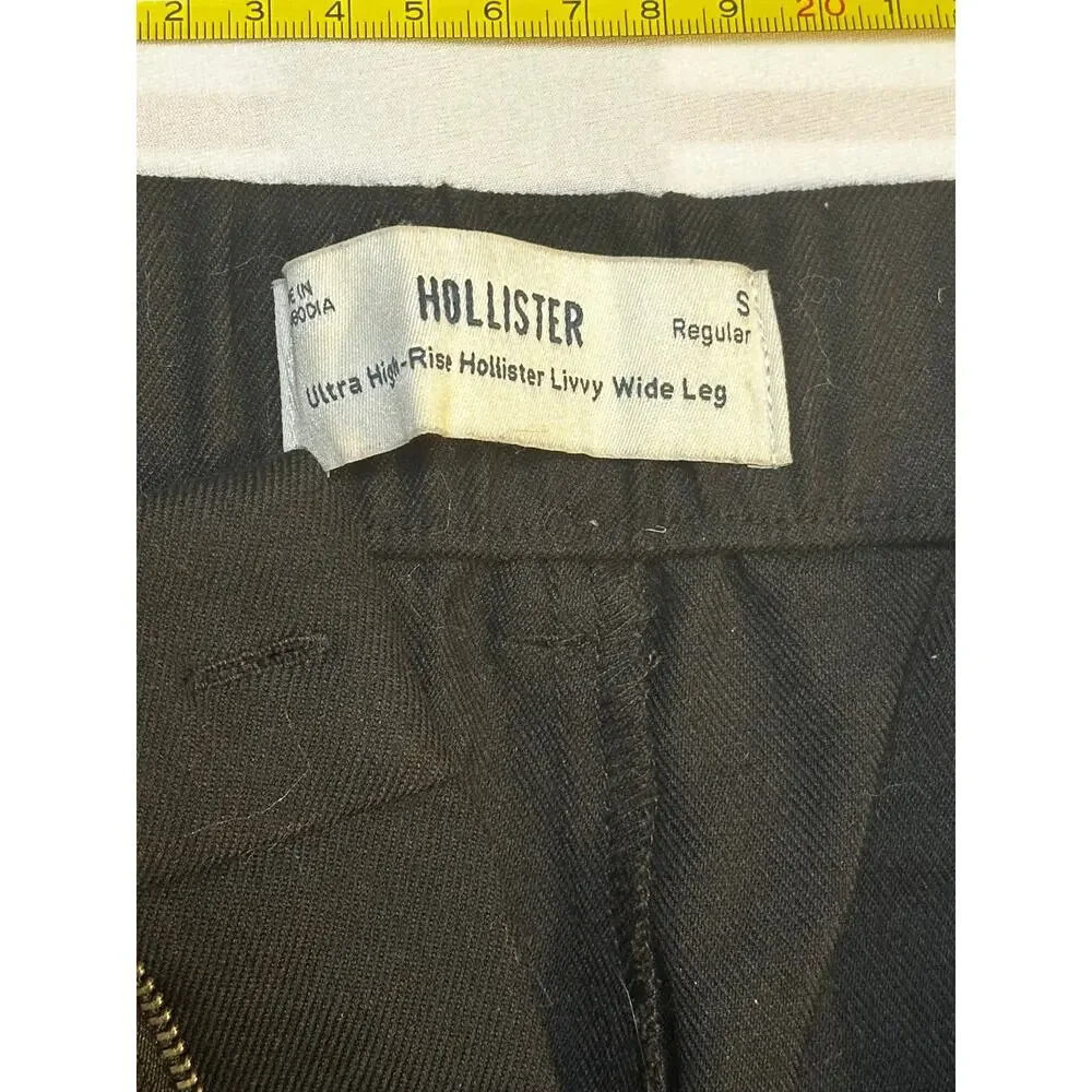Hollister Women’s Ultra High-Rise Livvy Wide Leg Pants Black Size Small Regular - Picture 2 of 4